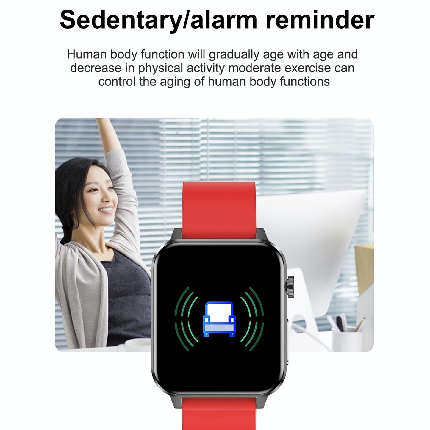 1.7 Inch Tft Colour Screen Ip68 Waterproof Smart Watch Support Blood Oxygen Monitoring / Body Temperature Monitoring / Ai Medical Diagnosis - Leather Strap - Black