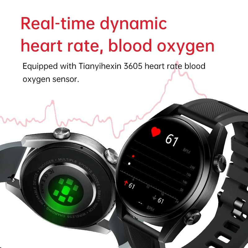 1.43 Inch Ip67 Sport Smart Watch Support Bluetooth Call / Sleep / Blood Oxygen / Heart Rate / Blood Pressure Health Monitor - Black
