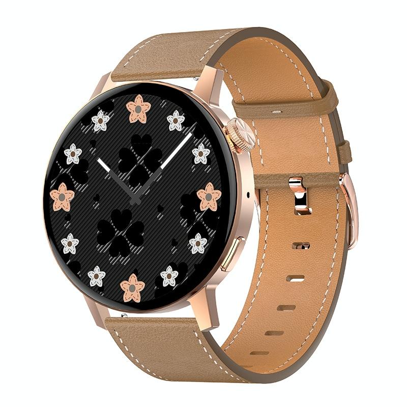 Smart Leather Watch With Colour Screen - Black
