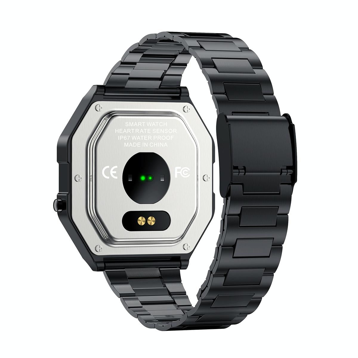 Waterproof Steel Smart Watch With Colour Screen - Black