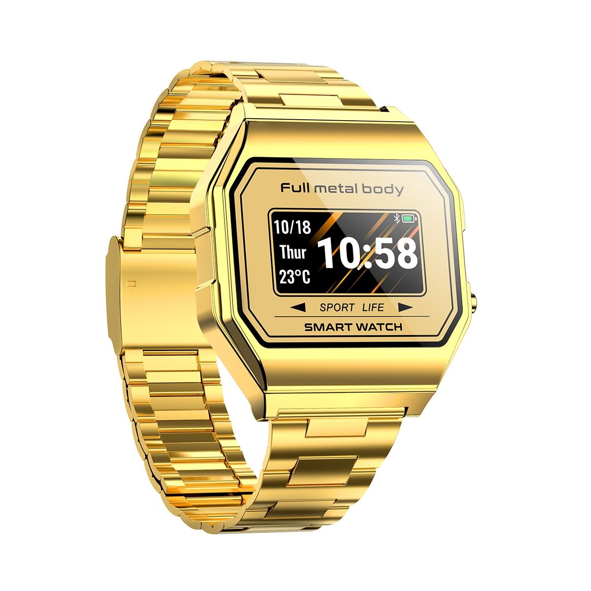 Waterproof Steel Smart Watch With Colour Screen - Black