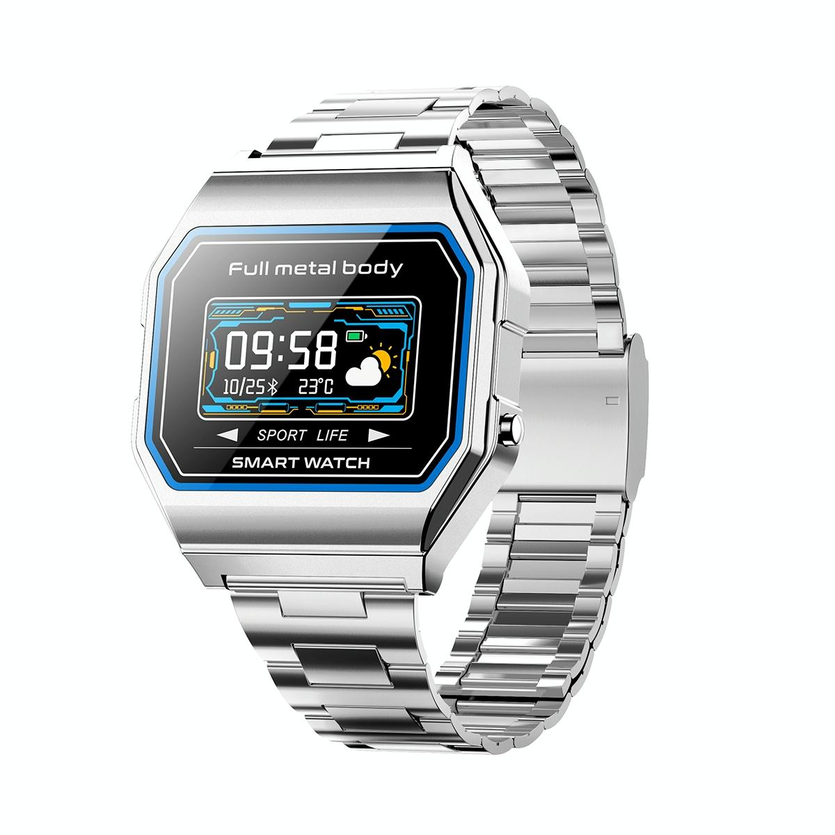Waterproof Steel Smart Watch With Colour Screen - Black