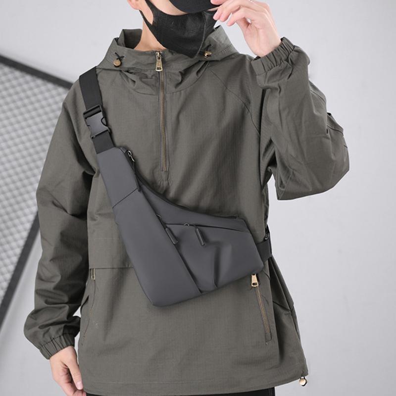 Leather Anti Theft Triangle Bag Secure Crossbody Chest Bag - Grey