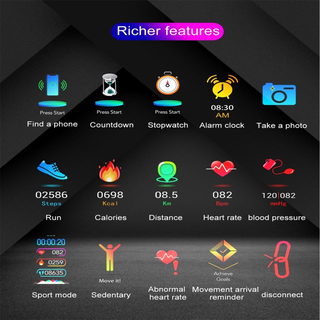 Waterproof Smart Watch With Heart Rate And Sleep Monitoring - Black