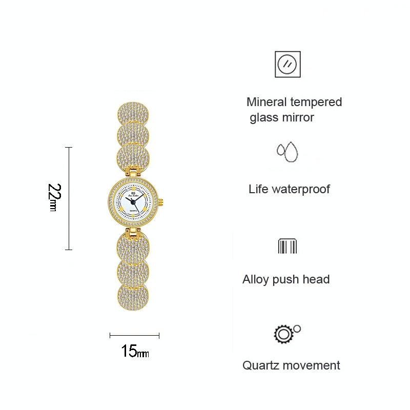 Diamond-inlaid Women Chain Watch - Elegant Accessory - Gold