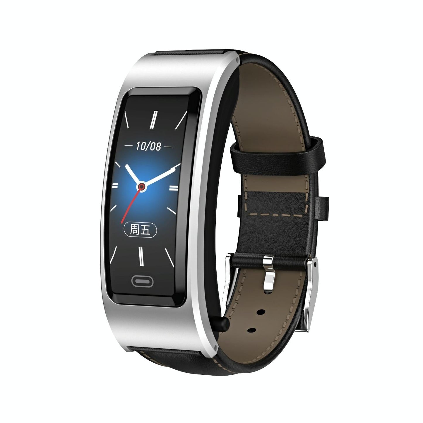Bluetooth Sleep Heart Monitor Bracelet - B7 - Black + Black Steel Chain