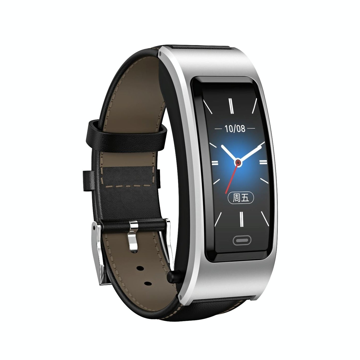 Bluetooth Sleep Heart Monitor Bracelet - B7 - Black + Black Steel Chain