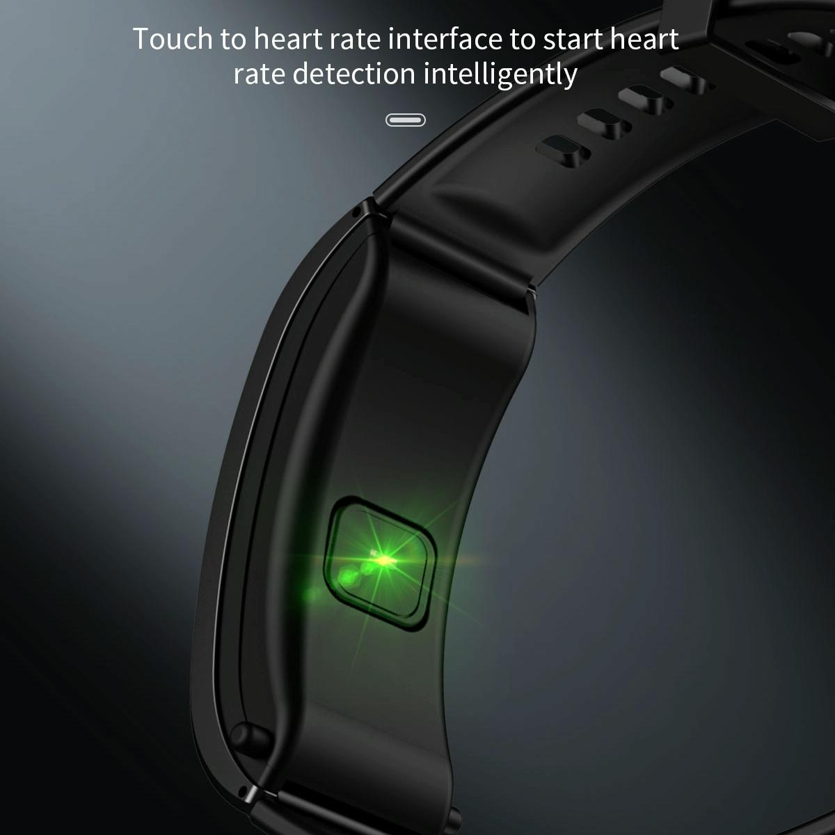 Bluetooth Sleep Heart Monitor Bracelet - B7 - Black + Black Steel Chain