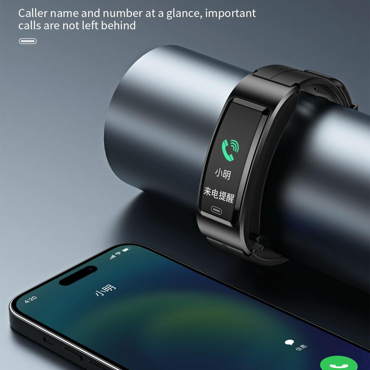 Bluetooth Sleep Heart Monitor Bracelet - B7 - Black + Black Steel Chain