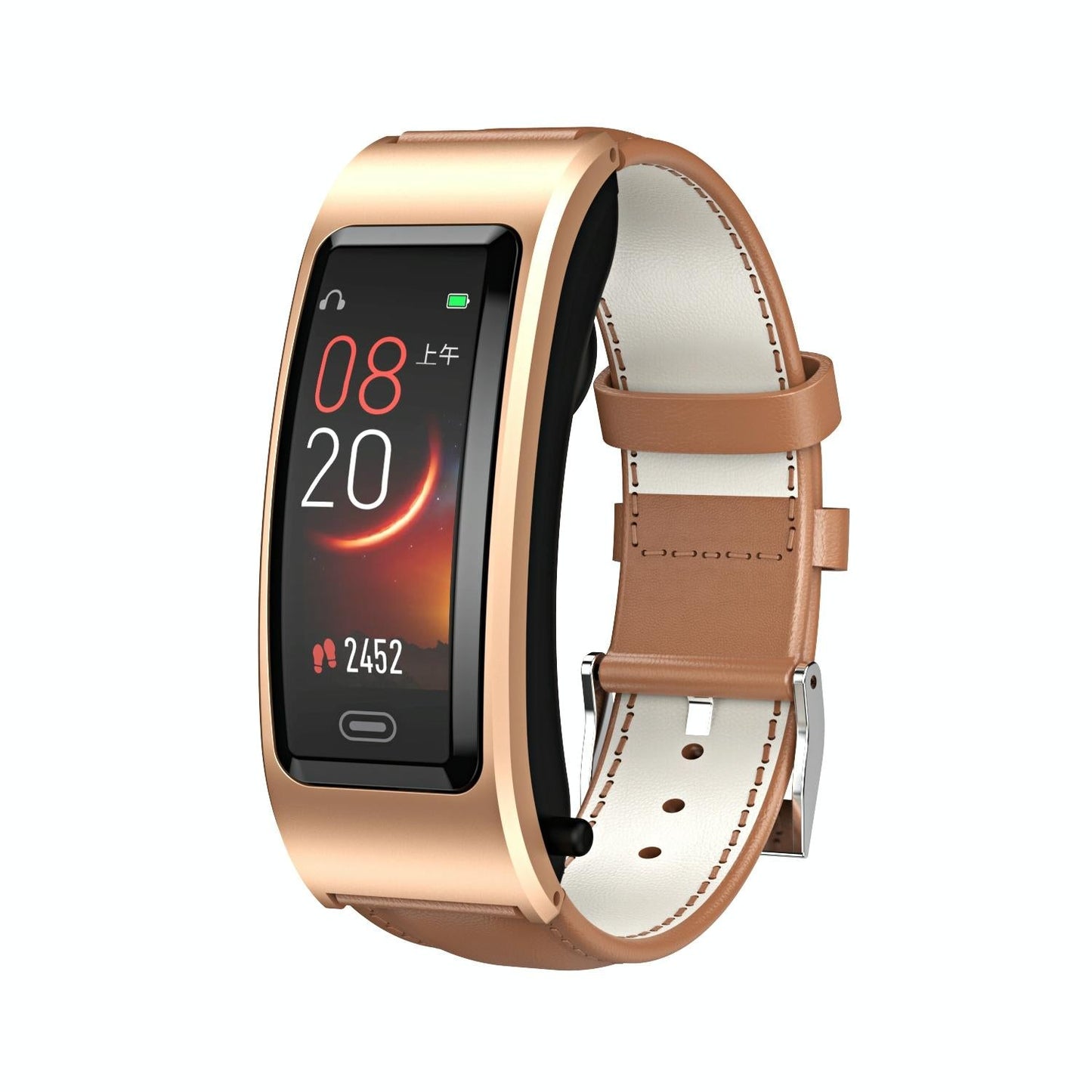 Bluetooth Sleep Heart Monitor Bracelet - B7 - Black + Black Steel Chain