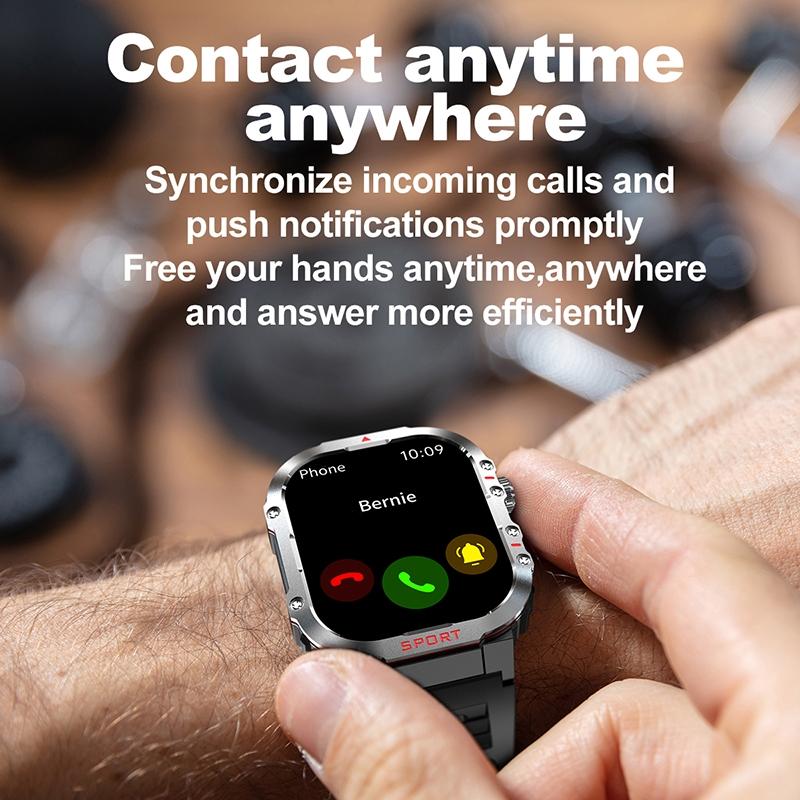 2.01 Inch Screen Silicone Strap 10M Waterproof Smart Watch Support Flashlight / Bluetooth Call / Hrv Black