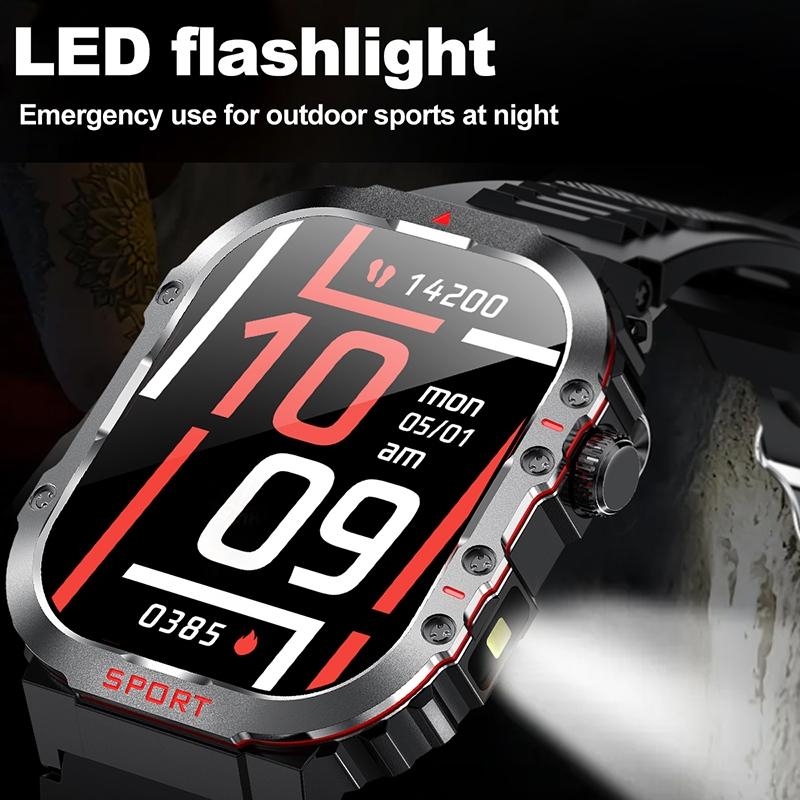 2.01 Inch Screen Silicone Strap 10M Waterproof Smart Watch Support Flashlight / Bluetooth Call / Hrv Black