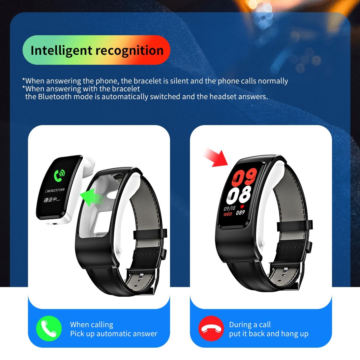 1.08 Inch Waterproof Smart Watch With Bluetooth Call - Black