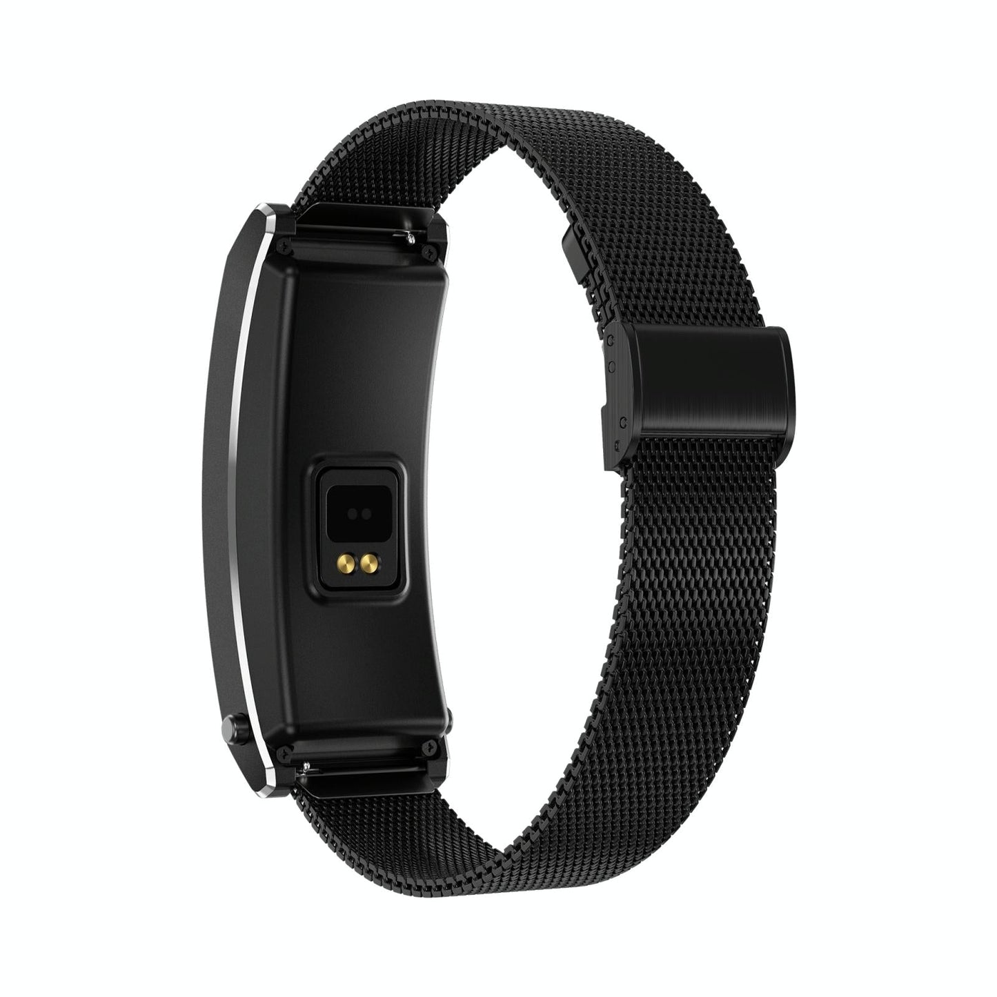 Smart Health Monitoring Bracelet With Bt Call And Leather Strap - Black Silicone Strap