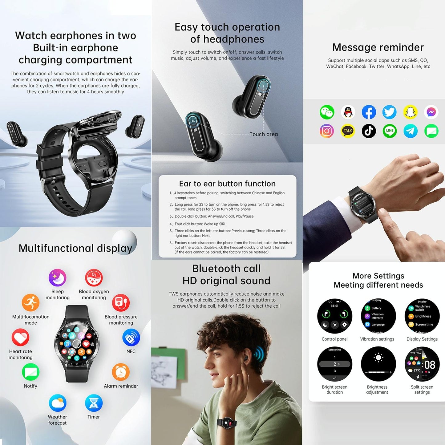 1.39 Inch Waterproof Bracelet Support Bluetooth Call / Nfc / Heart Rate - Silver
