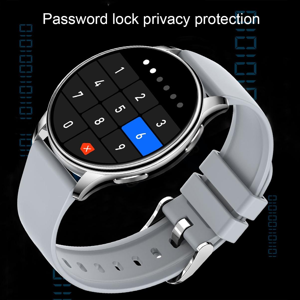 1.32 Inch Health Monitoring Smart Watch With Password Lock - Black