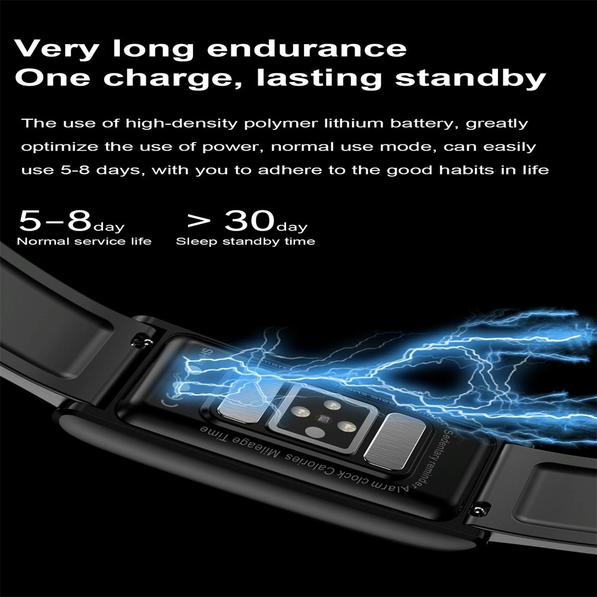 Health Monitoring Smart Leather Strap Watch With Colour Screen - Brown