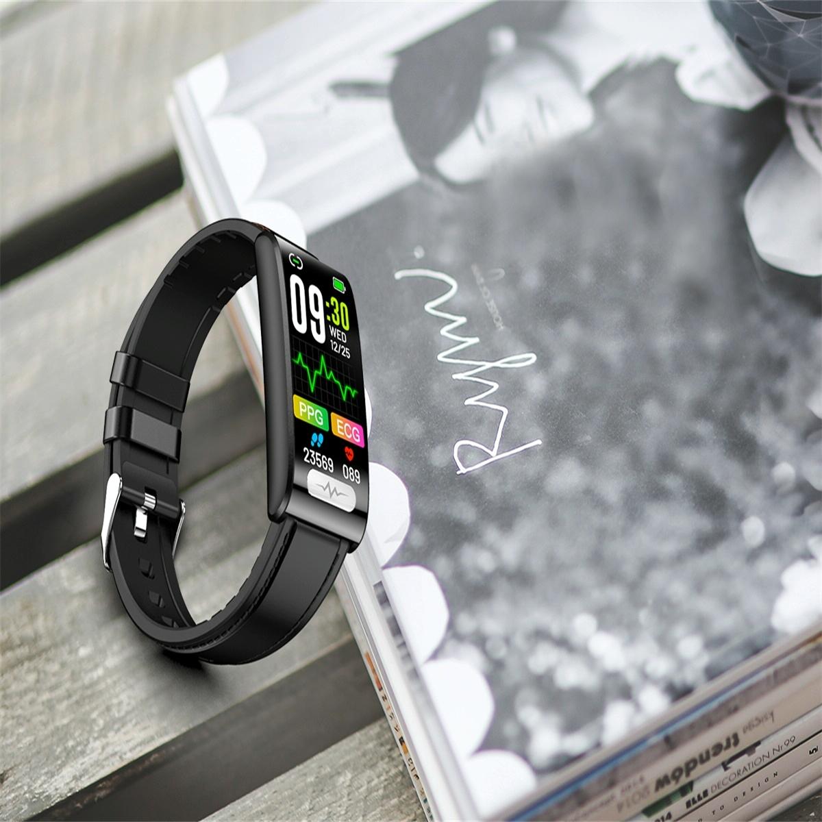 Health Monitoring Smart Leather Strap Watch With Colour Screen - Brown
