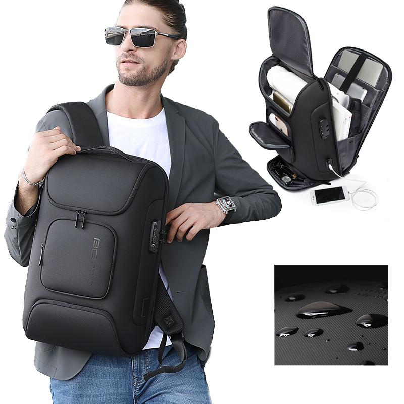 Waterproof Antitheft Men Backpack for 15.6 Laptop - Travel Ready - Grey