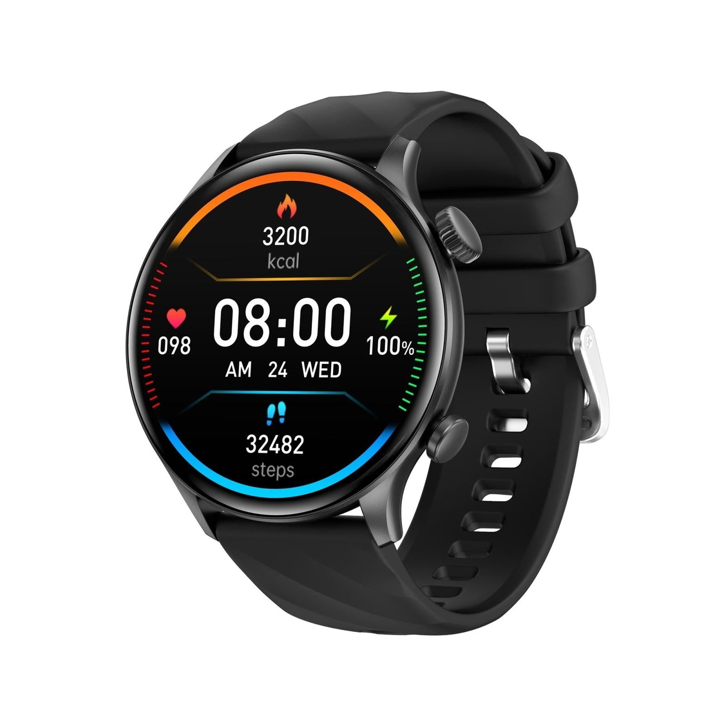 Smart Health Monitoring Watch - Round Screen - Gold