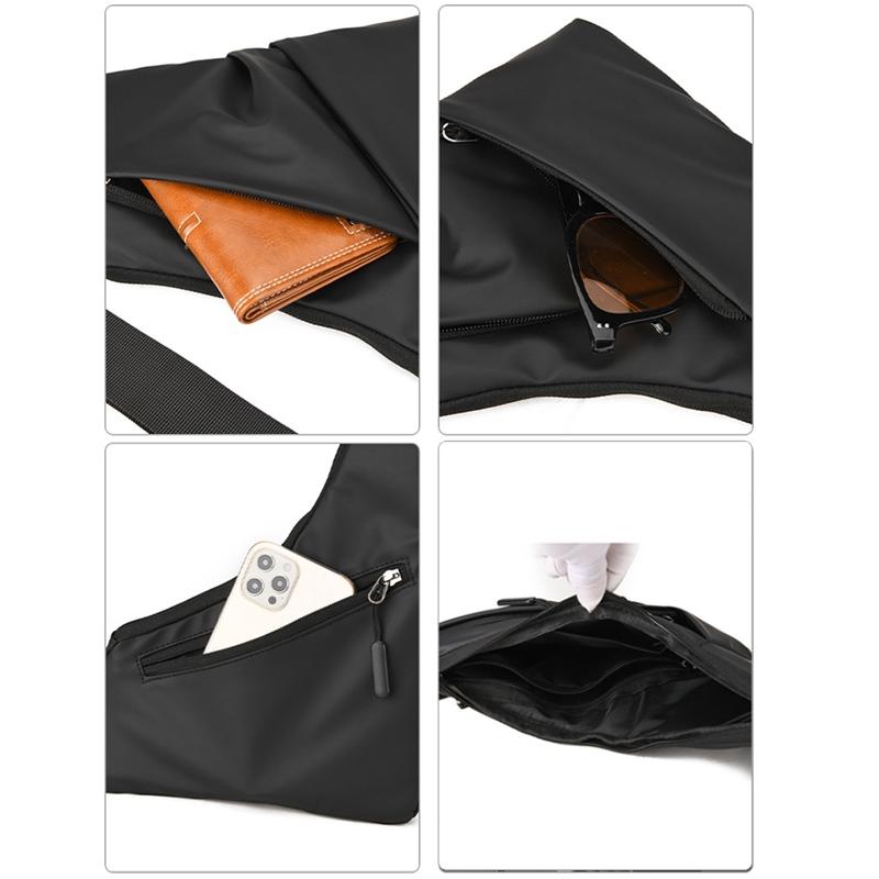 Leather Anti Theft Triangle Bag Secure Crossbody Chest Bag - Black