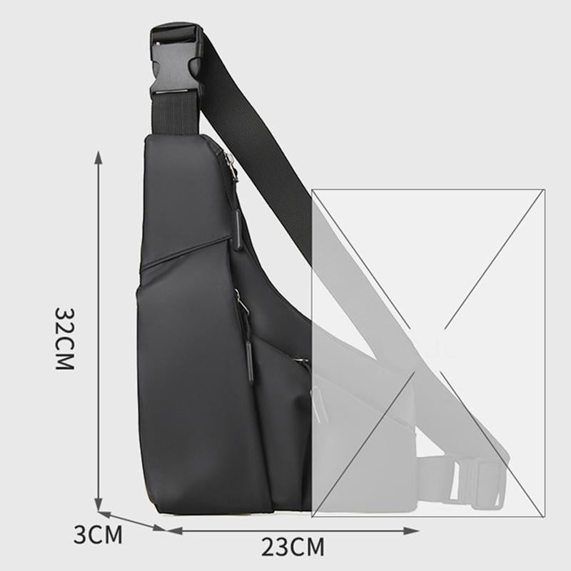 Leather Anti Theft Triangle Bag Secure Crossbody Chest Bag - Black