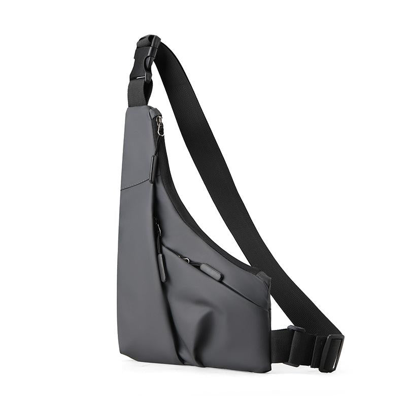 Leather Anti Theft Triangle Bag Secure Crossbody Chest Bag - Black