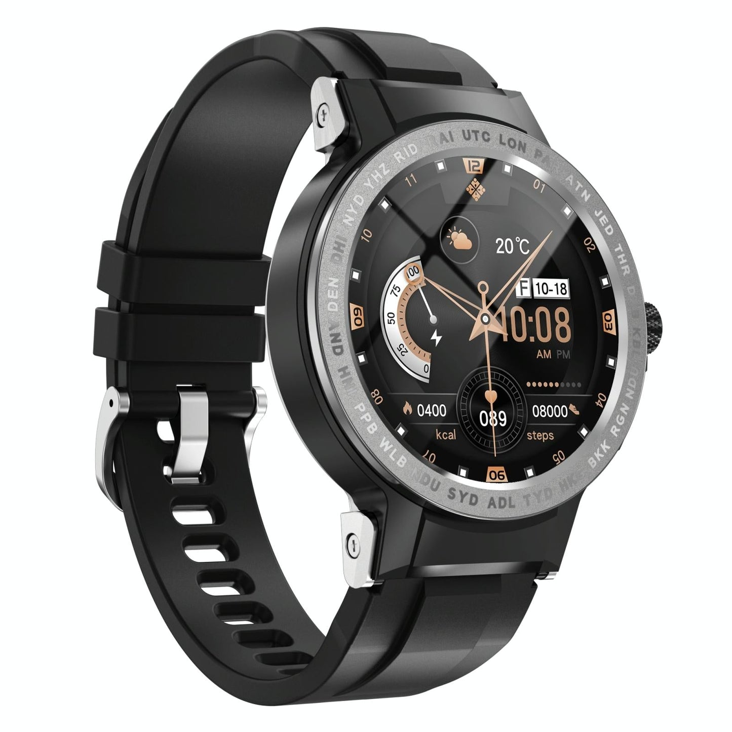 Waterproof Smart Watch With Colour Screen - Ip68 - Gold