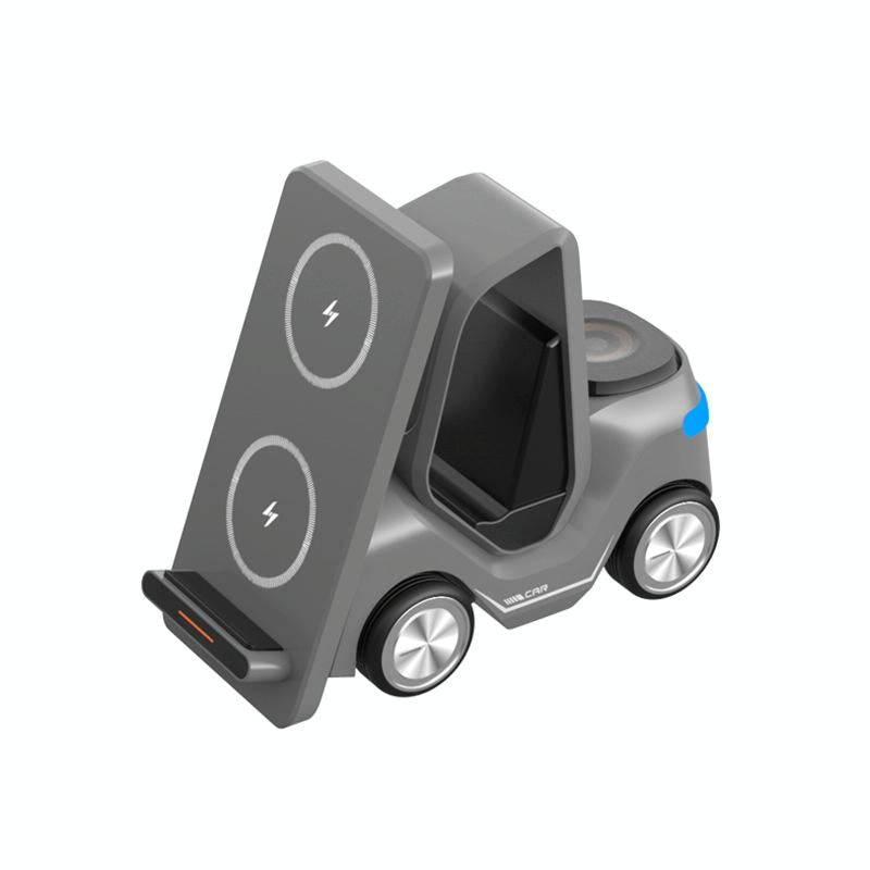 15W 3 In 1 Forklift Wireless Charger With Led Light - Orange
