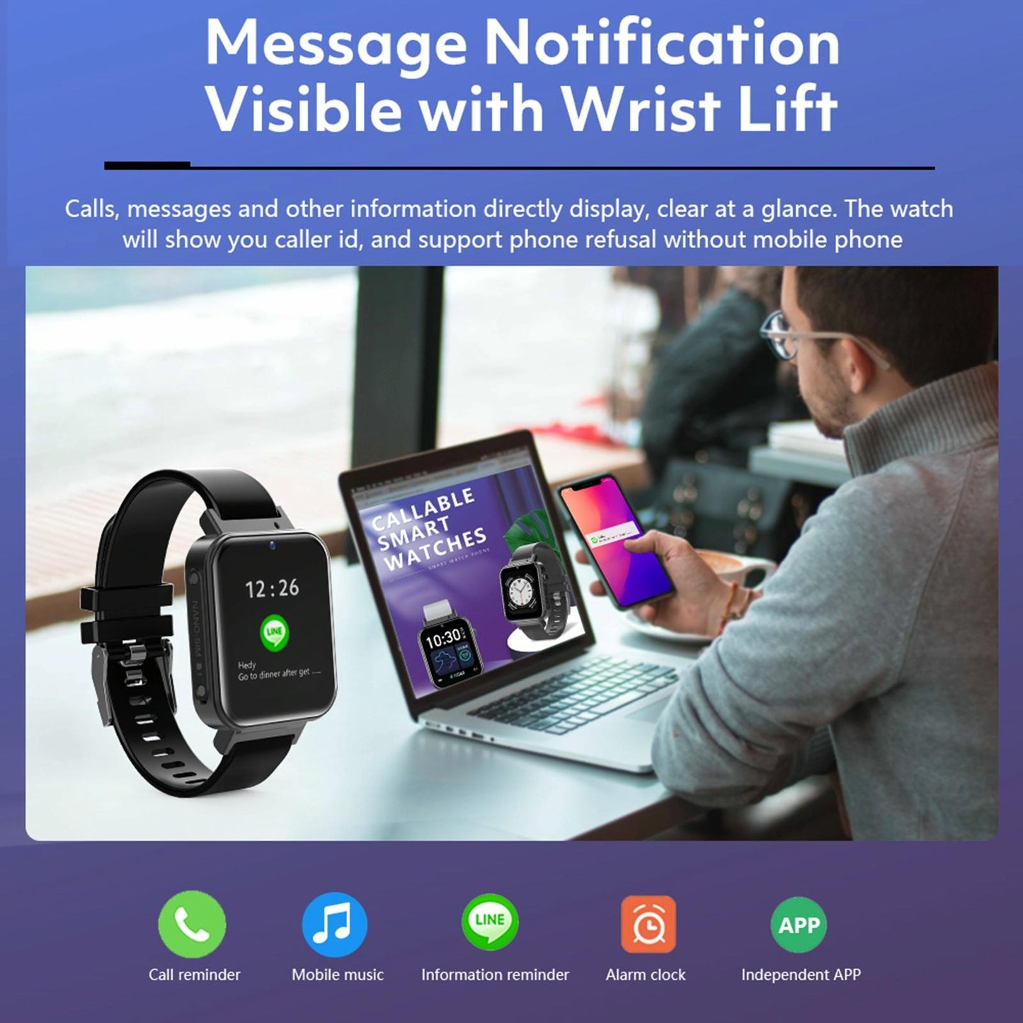 1.75 Inch Ips Smart Watch With Video Chat & Sim Calling 1Gb+16Gb Memory Black