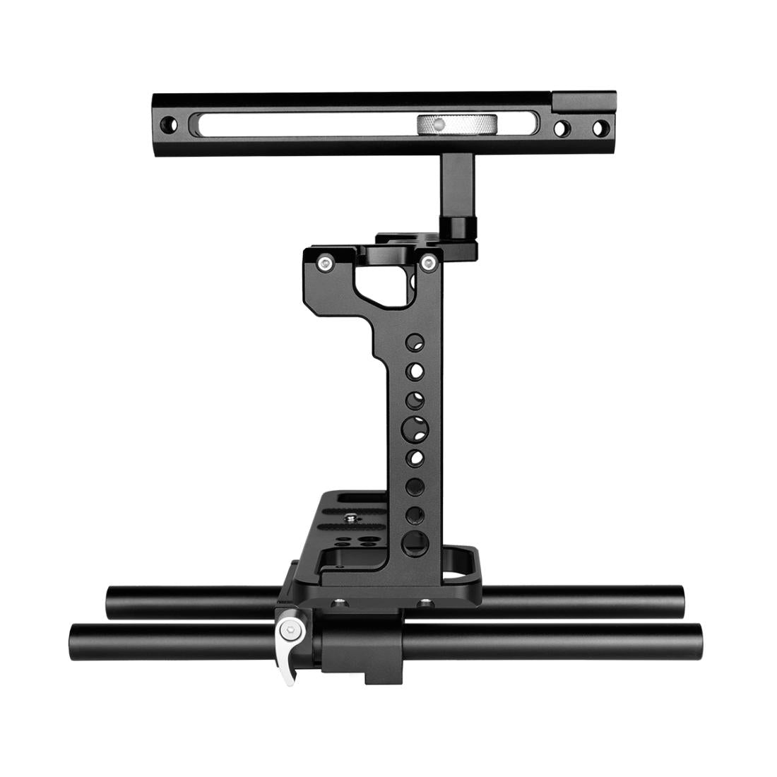 Camera Cage Stabilizer With Handle & Rail Rod Mount - Black for Panasonic Lumix Dc-S1H / Dc-S1 / Dc-S1R