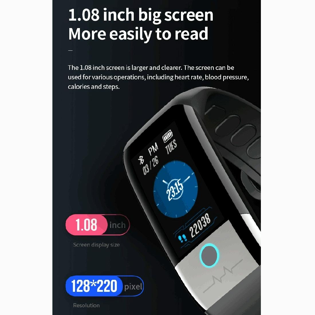 Smart Watch With Heart & Oxygen Monitoring Colour Screen Ip67 - Black