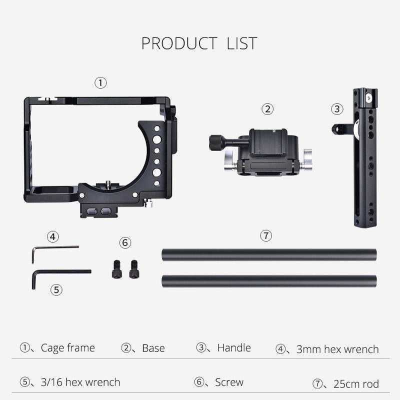 Camera Cage Stabilizer For Video - Black for Sony A7