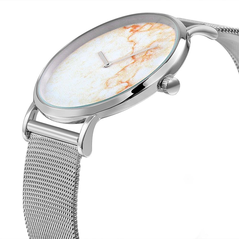 Stylish Women Quartz Watch with Stainless Steel Band - Round Dial Silver Alloy Case - Wa0730C