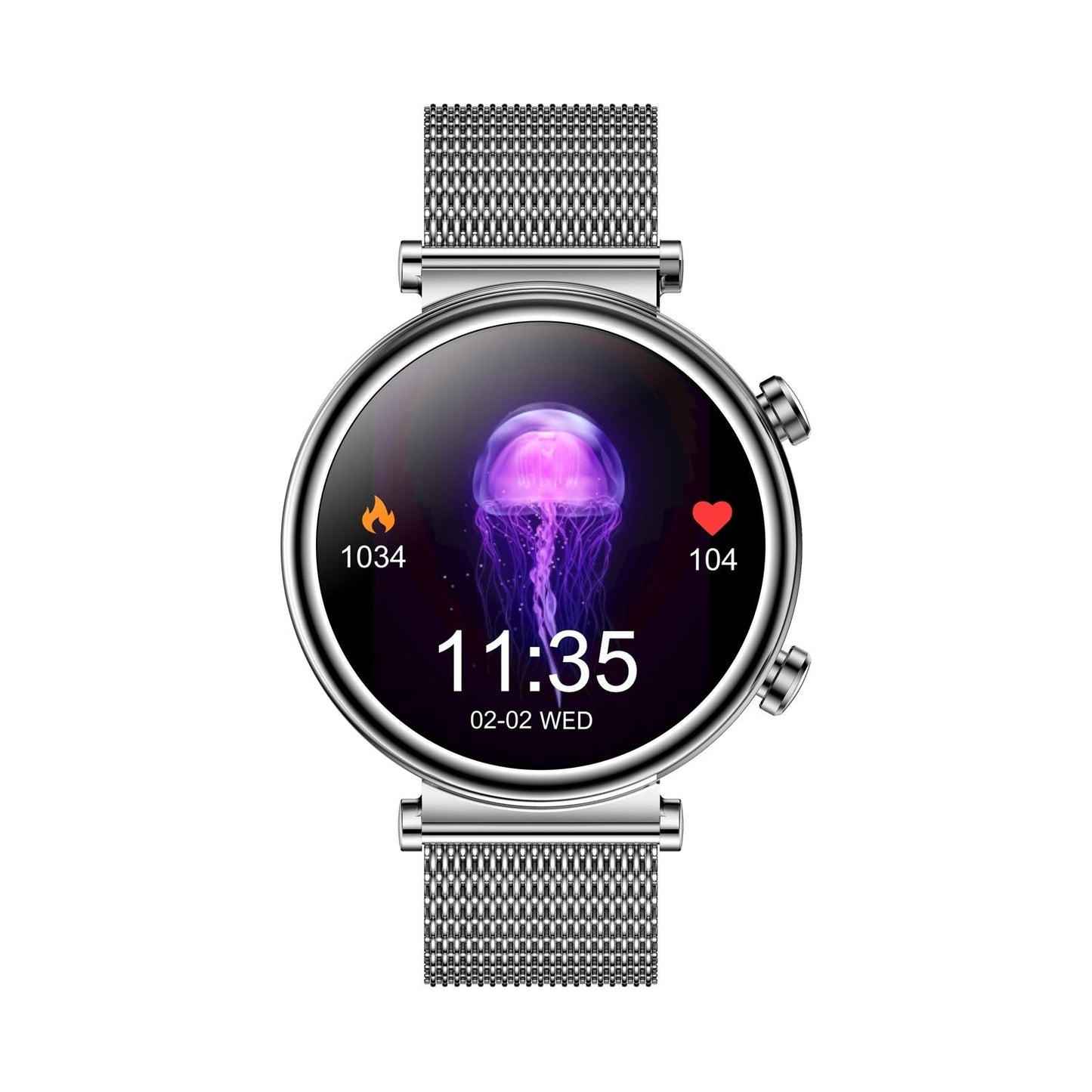 Women Smart Watch With Bt Call Health Tracking And Sos - Compact And Stylish - Silver Steel Band