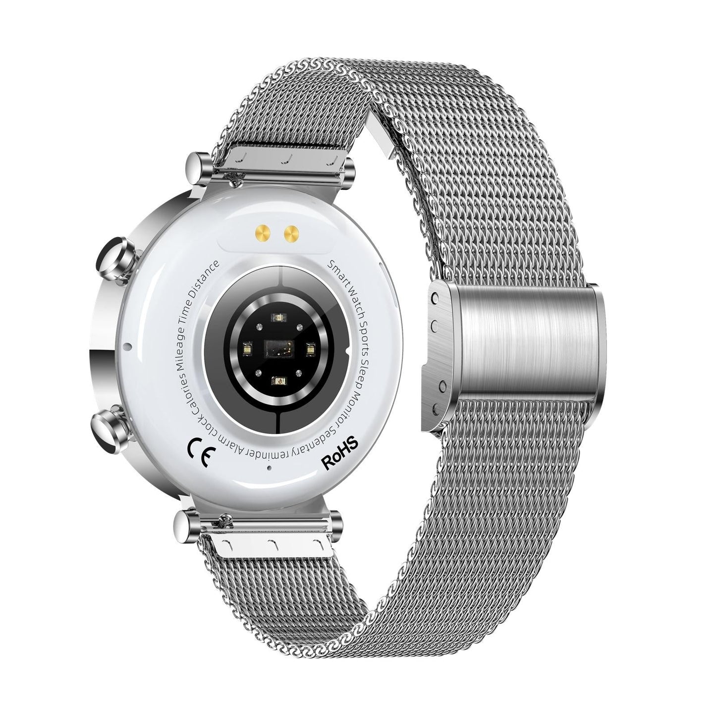 Women Smart Watch With Bt Call Health Tracking And Sos - Compact And Stylish - Silver Steel Band