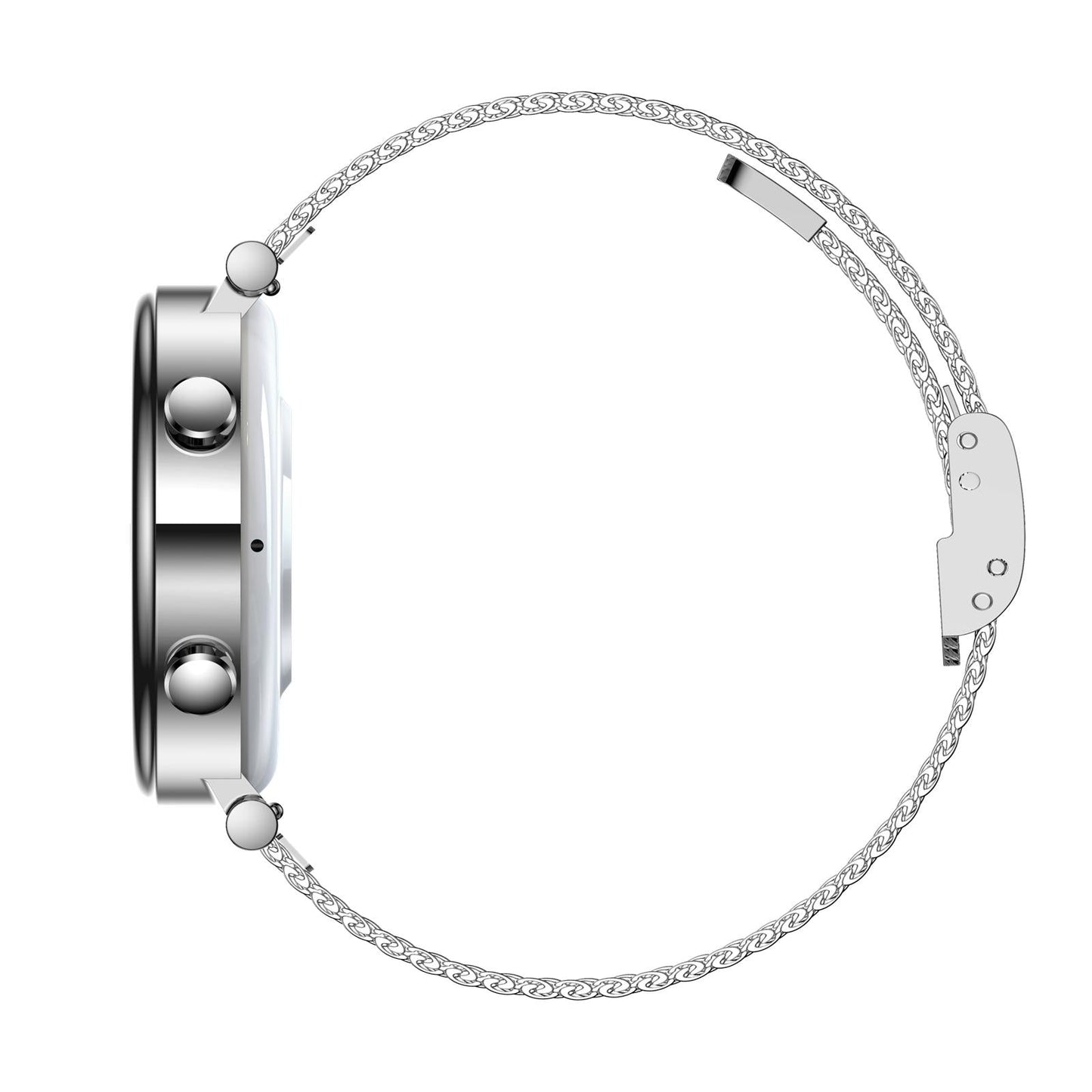 Women Smart Watch With Bt Call Health Tracking And Sos - Compact And Stylish - Silver Steel Band