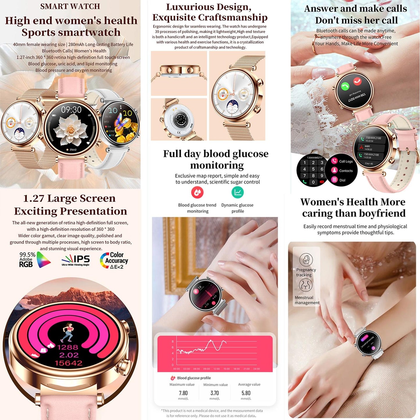 Women Smart Watch With Bt Call Health Tracking And Sos - Compact And Stylish - Silver Steel Band