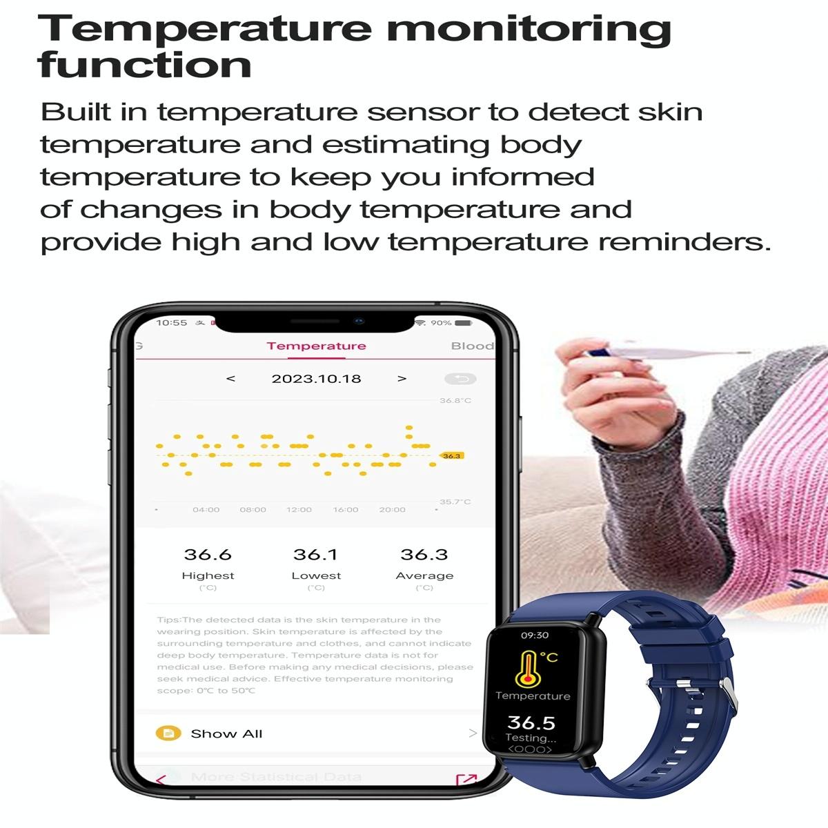 Smart Health Monitoring Watch With Colour Screen - Pink