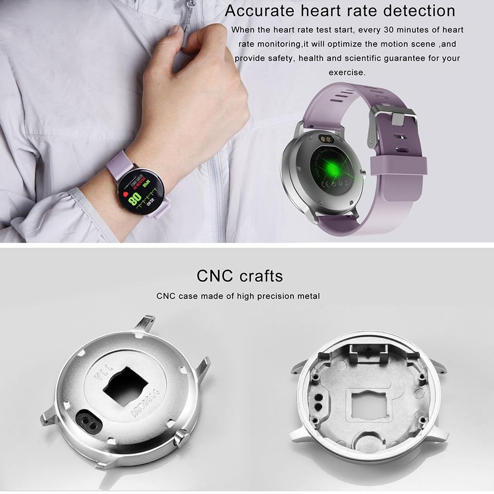 Real-Time Heart Rate Blood Pressure Monitor Multi-Sport Mode Breathing Light Smart Watch For Android Ios Phone Pink Silicone