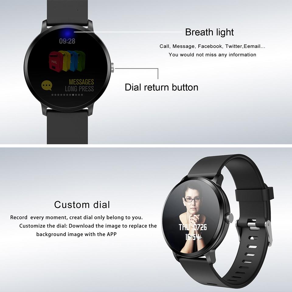Real-Time Heart Rate Blood Pressure Monitor Multi-Sport Mode Breathing Light Smart Watch For Android Ios Phone Pink Silicone
