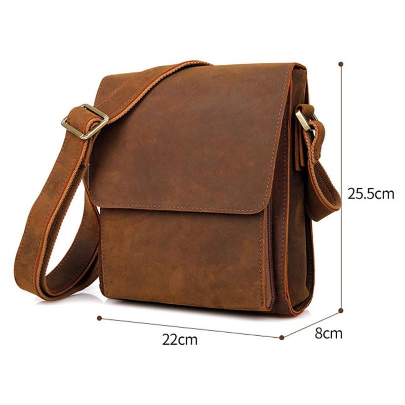 Rustic Leather Men Shoulder Bag - Dark Brown