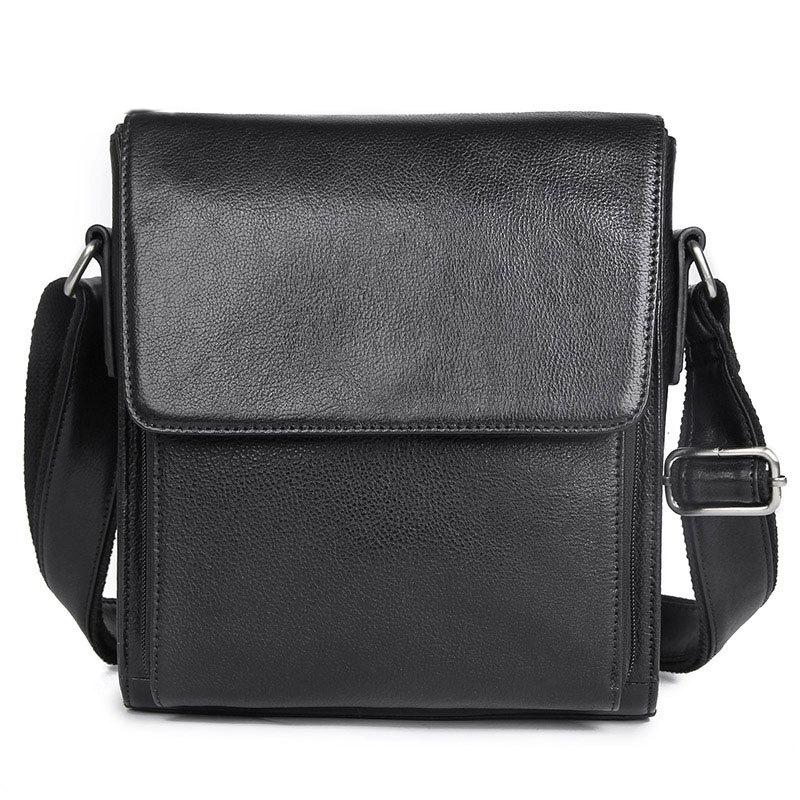 Rustic Leather Men Shoulder Bag - Dark Brown