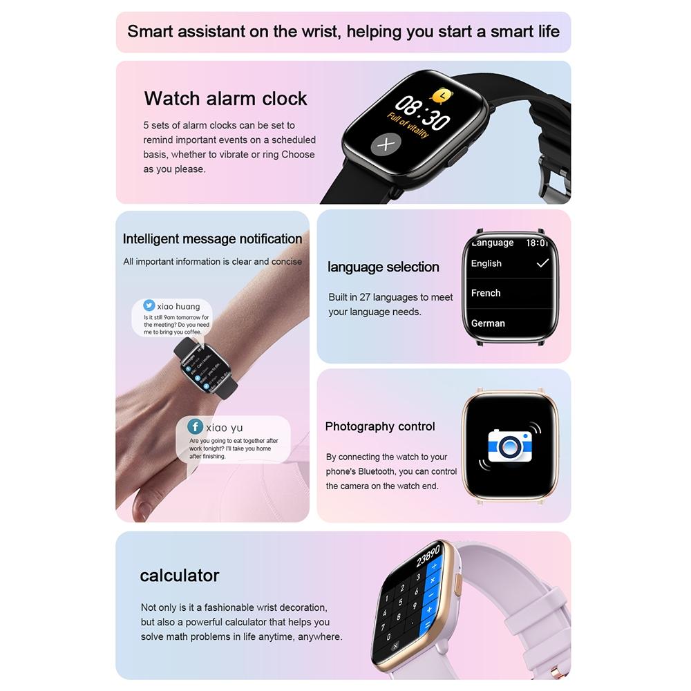 Waterproof Smart Watch With Blood Oxygen Monitoring - Ip68 - Purple