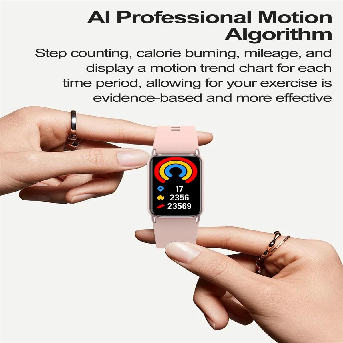 Smart Health Monitoring Watch With Colour Screen - Beige