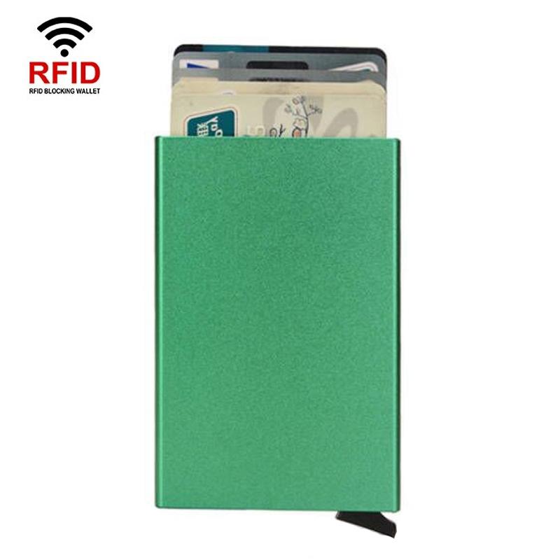 Compact Rfid Metal Card Holder Wallet - Black