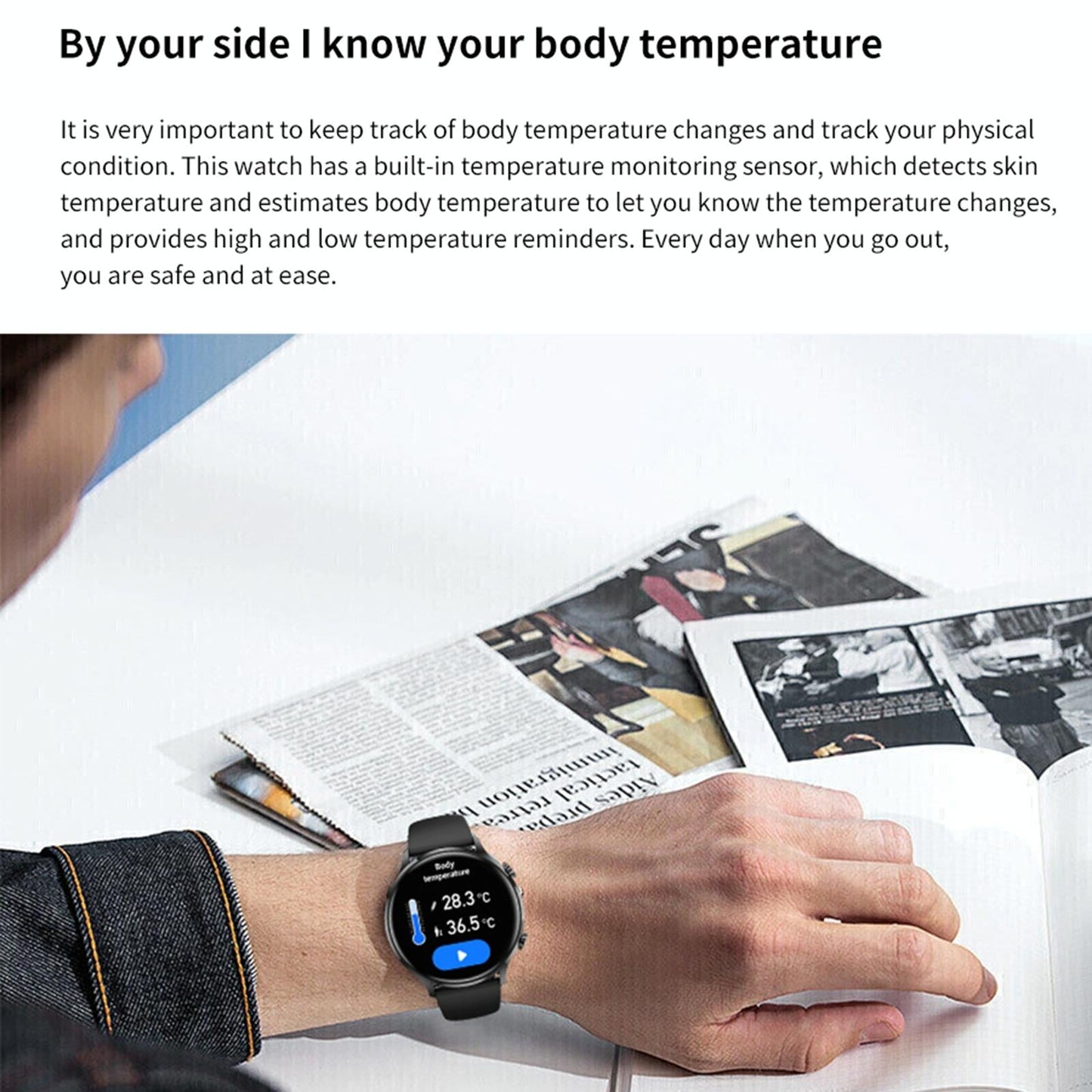 1.39 Inch Bt5.2 Smart Sport Watch Support Bluetooth Call / Sleep / Blood Oxygen / Temperature / Heart Rate / Blood Pressure Health Monitor - Black