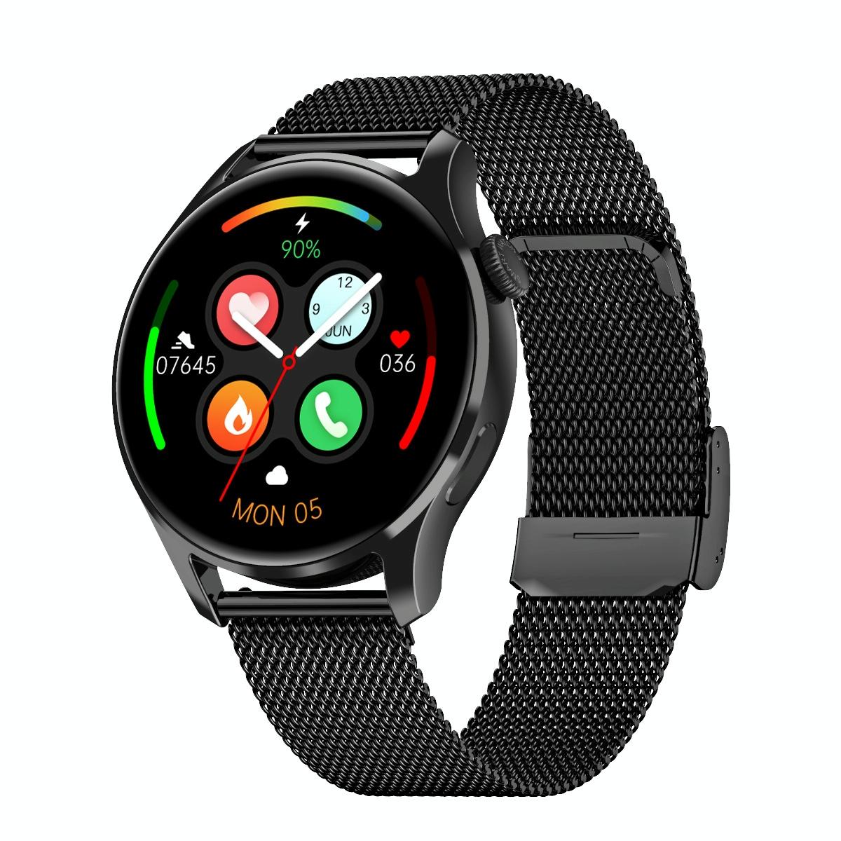 1.32 Inch Heart Rate Monitoring Smart Watch With Payment Function - Silver Leather