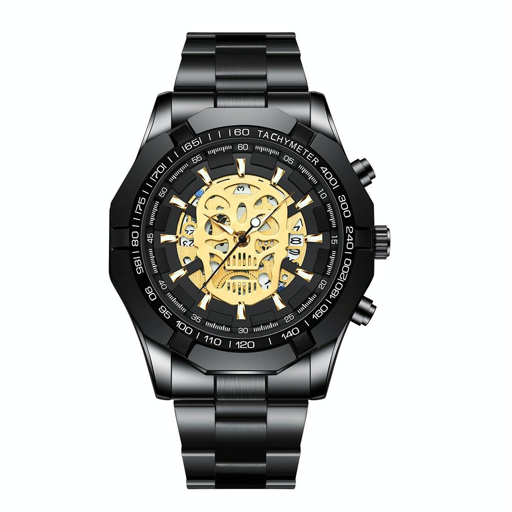 Waterproof Luminous Skeleton Watch - 30m - Full Gold Black Gold Nail