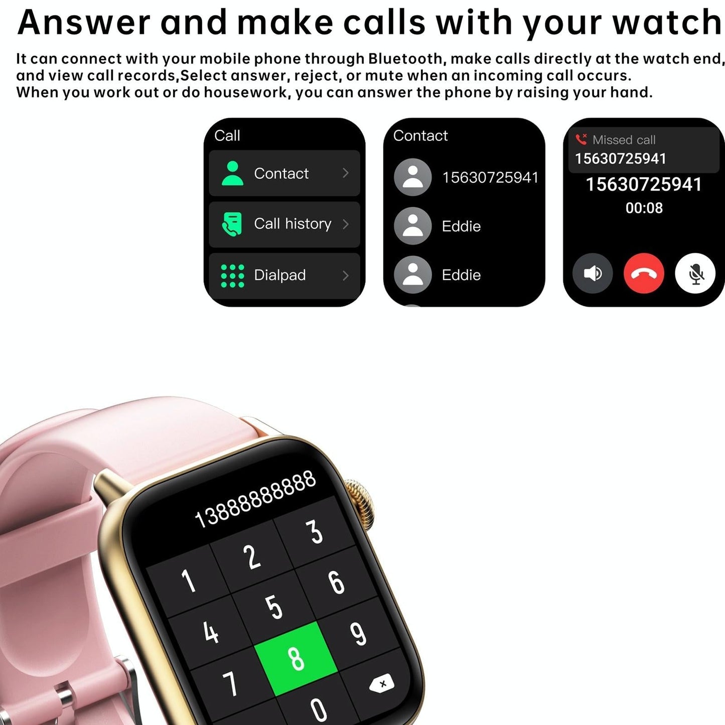 1.83 Inch Bt5.2 Smart Sport Watch Support Sleep / Heart Rate / Blood Oxygen / Temperature / Blood Pressure Health Monitor - Black + Green